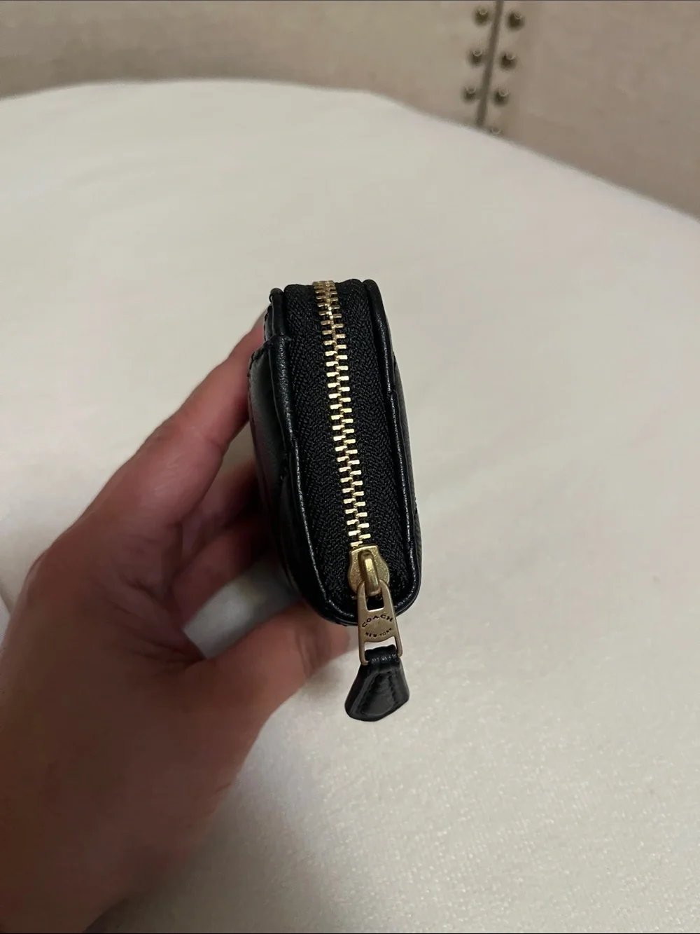 Coach quilted black leather zip wallet small - Picture 3 of 8
